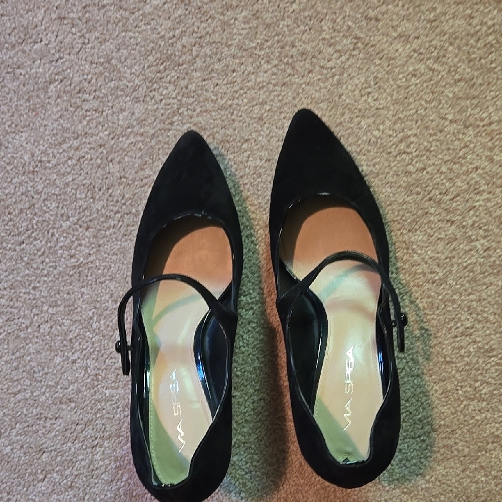 Via Spiga Black Suede Women's Heels